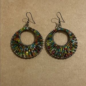 Multicolor Beaded Hoop Earrings! Stunning and goes with so many things!